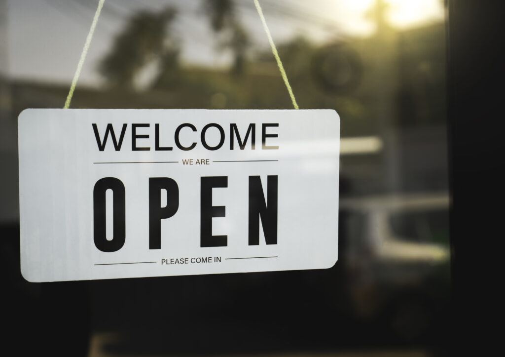 Chiropractor open sign in window