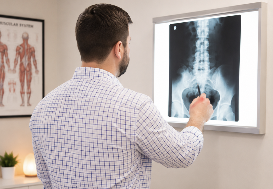 Dr. Nenos reviewing an xray